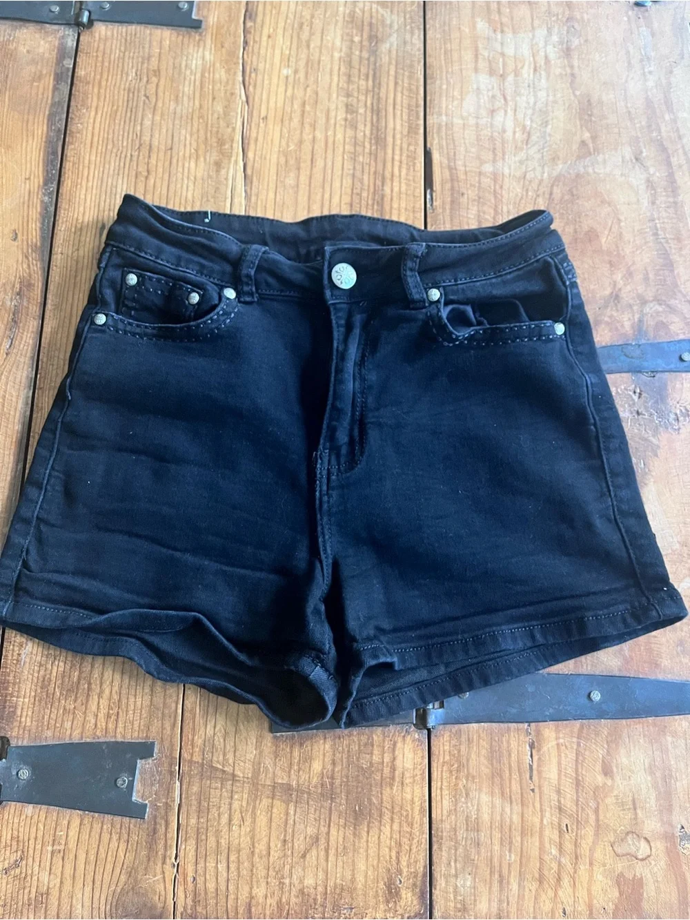 Black‎ Juniors Jean Shorts with Embellished Back Pocket